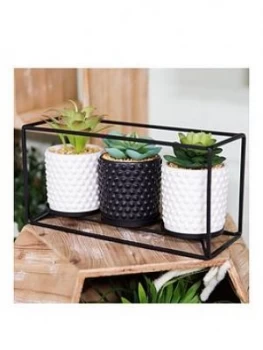 Image of Moroccan Black Metal Triple Wall Plant Holder
