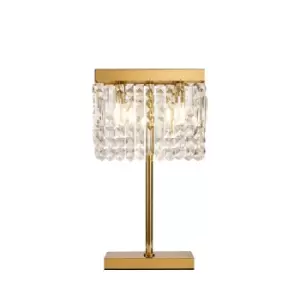 image of Wethersfield 30x10cm Rectangular Table Lamp, 2 Light E14, Gold, Crystal