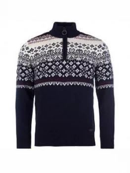Image of Barbour Fairisle Half Zip Sweater - Navy