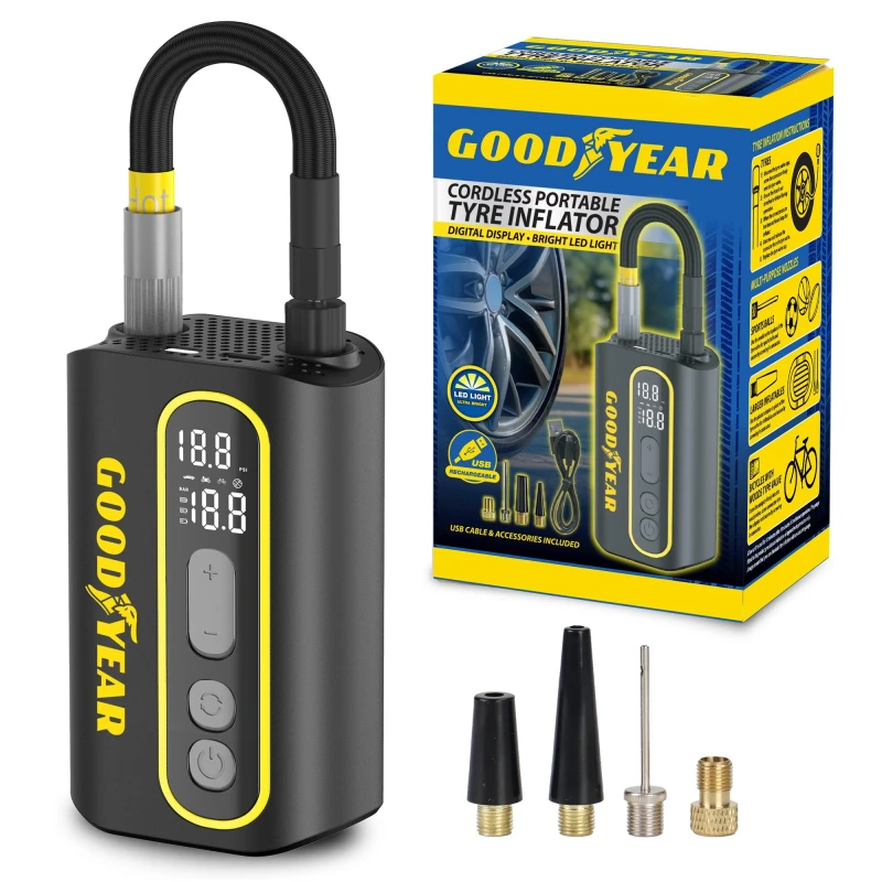 Image of Goodyear Goodyear Cordless Tyre Inflator Black unisex One Size