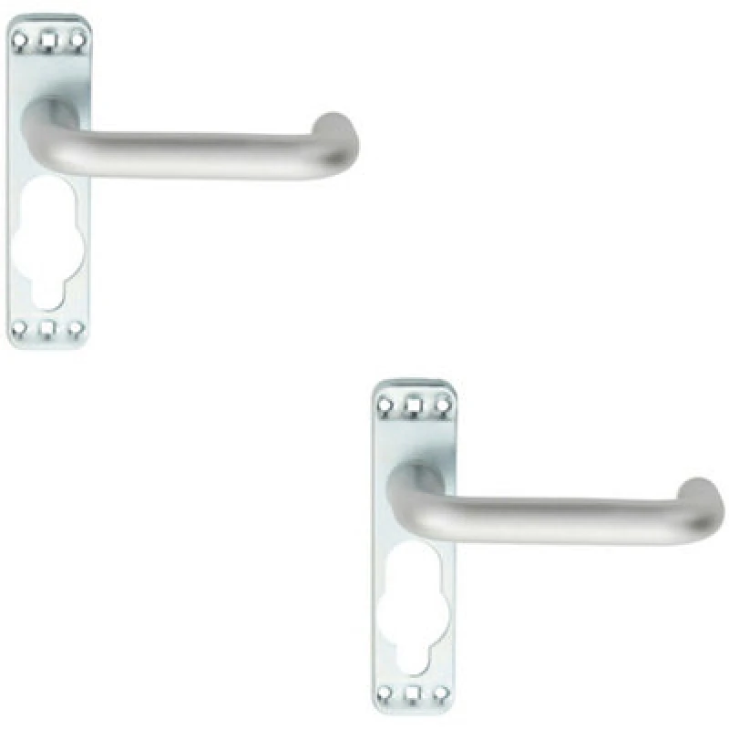 Image of Loops 2x PAIR Safety Lever on Inner Backplate 152mm Door Handle Satin Aluminium Multi