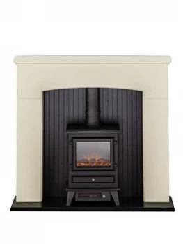 image of Adam Fire Surrounds Denbury Electric Fireplace Suite With Stove