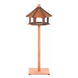 Image of Pawhut Wooden Bird Feeder Bird Table With Water-resistant Roof For Outside Use - Brown