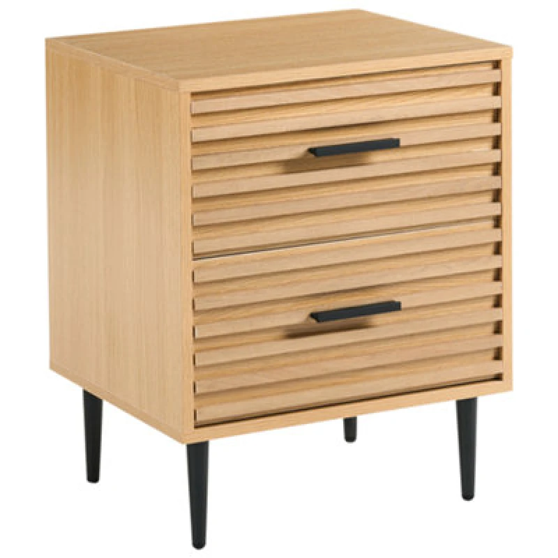 Image of Beliani 2 Drawer Bedside Table Keith Light Brown