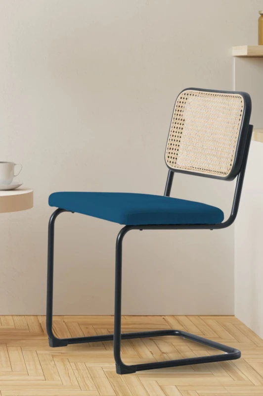 Image of Fusion Living Fusion Living Camden Cantilever Dining Chair in Navy Navy One Size Unisex 5056409317220