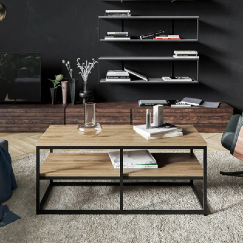 Image of Decorotika Modern Forteus Coffee Table Oud Oak&black