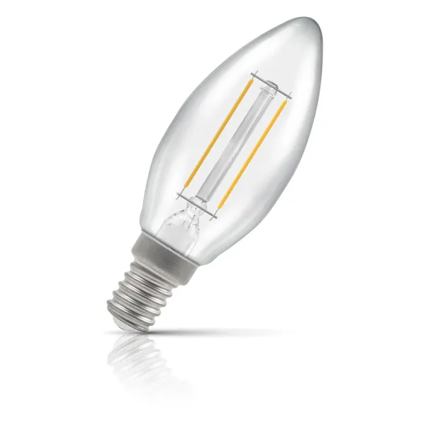 Image of Crompton Lamps LED Candle 2.5W E14 Dimmable Filament Warm White Clear (25W Eqv)