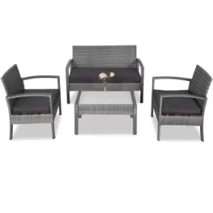 image of Poly Rattan Garden Sofa Set 7Pcs Grey/Anthracite