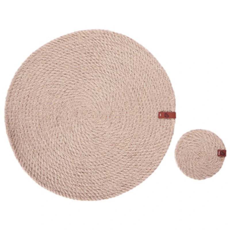 Image of Beliani 12 Piece Placemats And Coasters Set Muntries Natural Jute