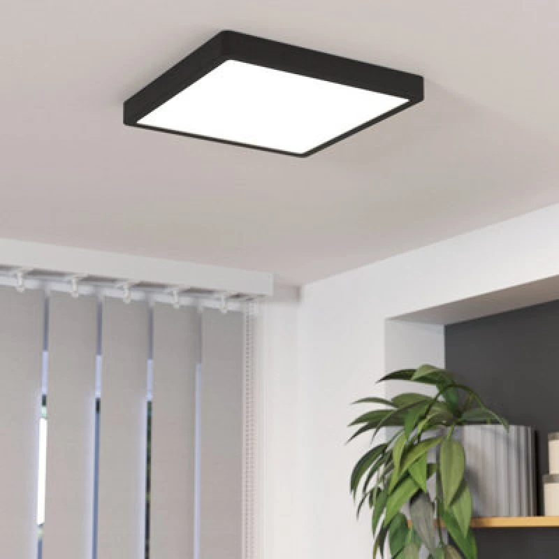 Image of EGLO Eglo Fueva 6 Modern Ultra-Slim LED Black Square Ceiling Light WBS Black One Size Unisex 9008606330355