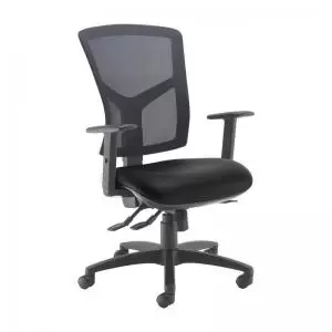 Image of Senza high mesh back operator chair with adjustable arms - Nero Black