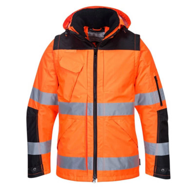 Image of Oxford Weave 300D Hi Vis Winter Pro Jacket C469OBRL Colour: Orange / Black
