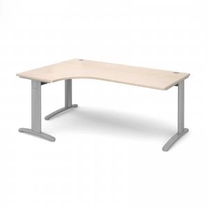 image of TR10 Deluxe Left Hand Ergonomic Desk 1800mm - Silver Frame maple Top