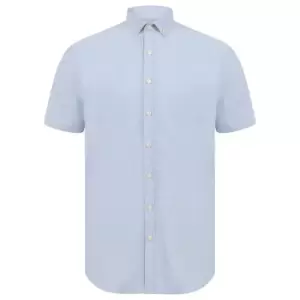 Image of Henbury Mens Modern Short Sleeve Slim Fit Oxford Shirt (XXL) (Blue)