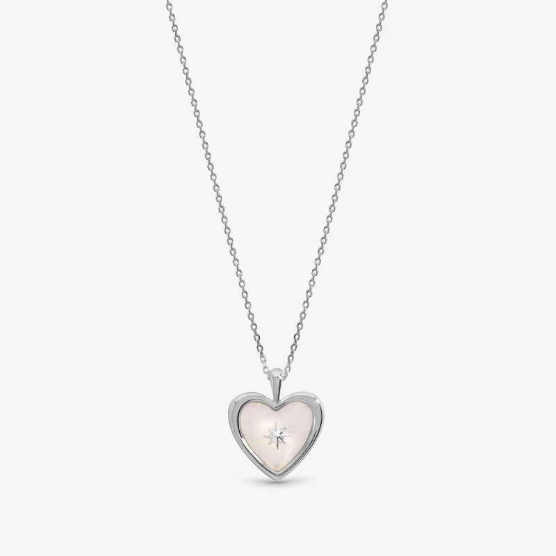 Image of Inicio Mother of Pearl Heart Pendant - Gift Pouch Silver female One Size