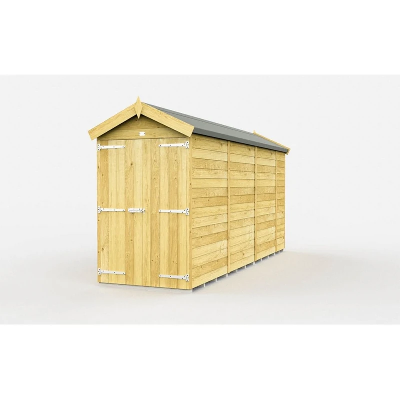 Image of Buttercup Farm 4 x 13 Feet Apex Shed - Double Door W/O Window - L387 x W118 x H217cm in Brown Brown Unisex