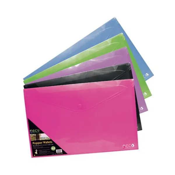 Image of Seco Stewart A4 Popper Wallet Landscape Assorted (Pack of 5) PPLSA4-AST PPLSA4-AST
