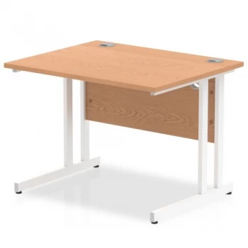 Image of Trexus Rectangular Desk White Cantilever Leg 1000x800mm Oak Ref