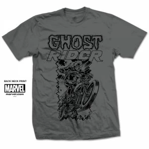 Image of Marvel Comics Ghost Rider Simple Mens Grey T Shirt Medium