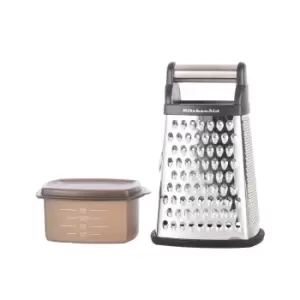 image of KitchenAid Box Grater With Measuring Cup - Stainless Steel