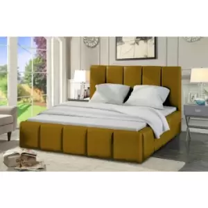 Image of Envisage Trade - Lurita Upholstered Beds - Plush Velvet, King Size Frame, Mustard - Mustard