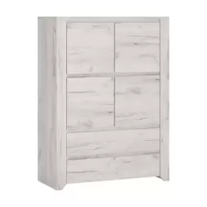 Image of Angel 4 Door 2 Drawer Cupboard In White Craft Oak Effect