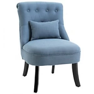 image of HOMCOM Sofa Chair Blue Linen, Sponge, Rubber Wood 833-727V70BU