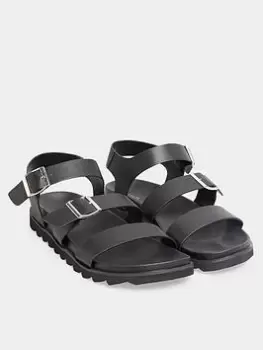 image of Long Tall Sally Lala Buckle Footbed Sandal - Black, Size 11, Women