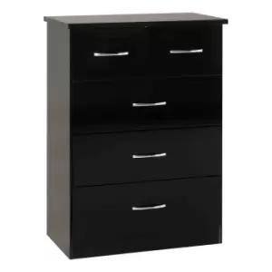 image of Seconique Nevada 3+2 Drawer Chest - Black Gloss