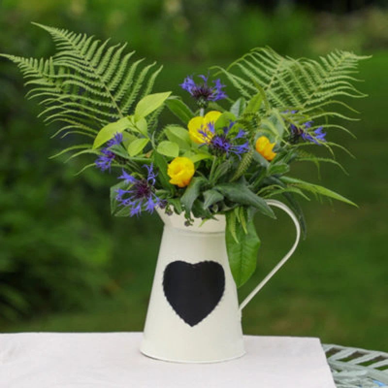 Image of Dibor Country Cream Jug Flower Vase With Chalkboard