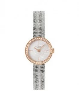 image of Radley Mother Of Pearl Dial Stoneset Rose Tone Bezel Stainless Steel Mesh Watch