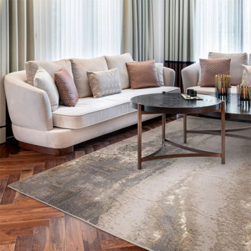 Image of Beige Luxurious ,modern Abstract Easy To Clean Rug For Bedroom & Living Room-160Cm X 230Cm