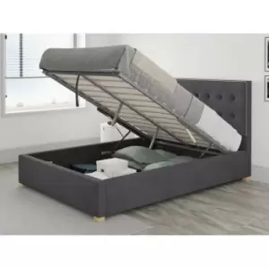 Image of Presley Ottoman Upholstered Bed, Plush Velvet, Steel - Ottoman Bed Size Double (135x190)