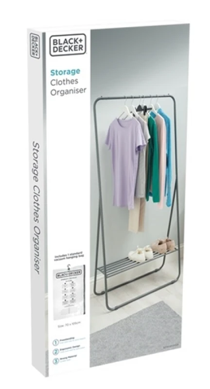 Image of Black + Decker Clothes Rail With Hanging Vacuum Bag