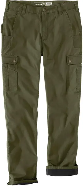 image of Carhartt Cargo Fleece Lined Work Pants, green, Size 30