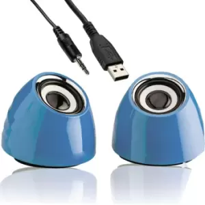 image of Blue 6W Portable Laptop PC Tablet Speaker Kit USB AUX 2.0 Stereo Active Sound