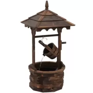 Image of Outsunny Barrel Waterfall Fountain Rustic Wood W/Pump