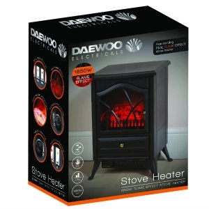 image of Daewoo 1850W Small Stove Effect Heater - Black