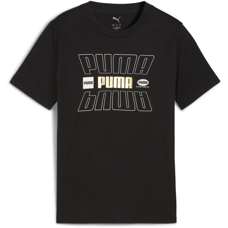 Image of Puma Kids Essentials Graphic Regular Fit T-Shirt Black male 7-8 (S)