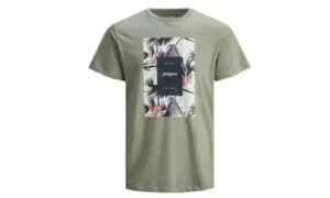 image of Jack Jones JORFLORALL mens T shirt in Green. Sizes available:S,XS