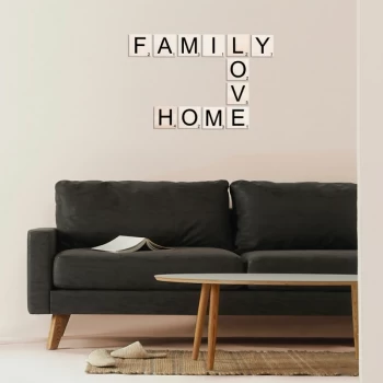Image of Scrabble Set - 3 Black White Decorative Wooden Wall Accessory