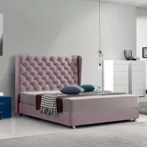 Image of Ondra Bed Small Double Plush Velvet Pink