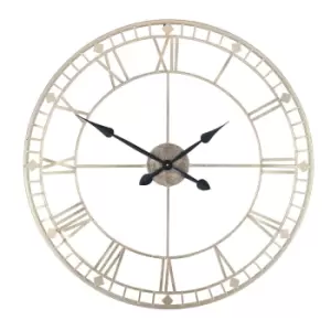 image of Livadia 80cm Large Round Skeleton Mid Sheen Iron Frame Wall Clock Gold