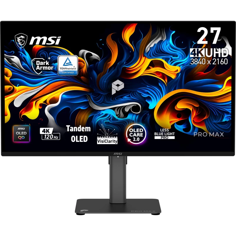 Image of MSI MSI Pro MAX 271UPX12G computer monitor 67.3cm (26.5") 3840 x 2160 pixels UltraWide Full HD QD-OLED Black PRO MAX 271UPX12G