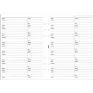 image of Filofax A5 Name Address Numbers Refill