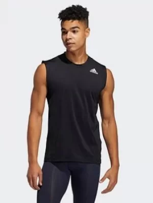 Image of adidas Techfit Sleeveless Fitted Tank Top, Blue, Size 3XL, Men