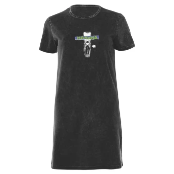 Image of Batman Joker Womens T-Shirt Dress - Black Acid Wash - L - Black Acid Wash
