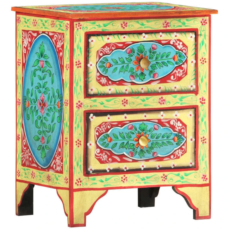Image of VIDAXL Hand Painted bedside Cabinet 40x30x50cm Solid Mango Wood Vidaxl 286158