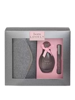 image of Sarah Jessica Parker Born Lovely Gift Set 100ml Eau de Parfum + 10ml Rollerball + Gun Metal Clutch Bag