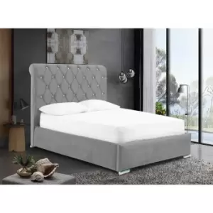 Image of Meripa Bed Double Plush Velvet Silver
